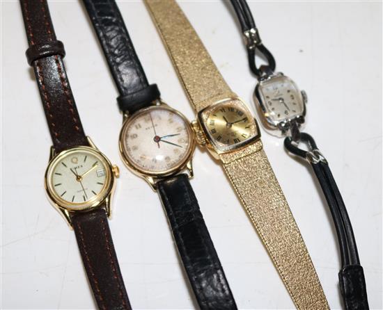 Ladies gold Revue wrist watch and three other wrist watches